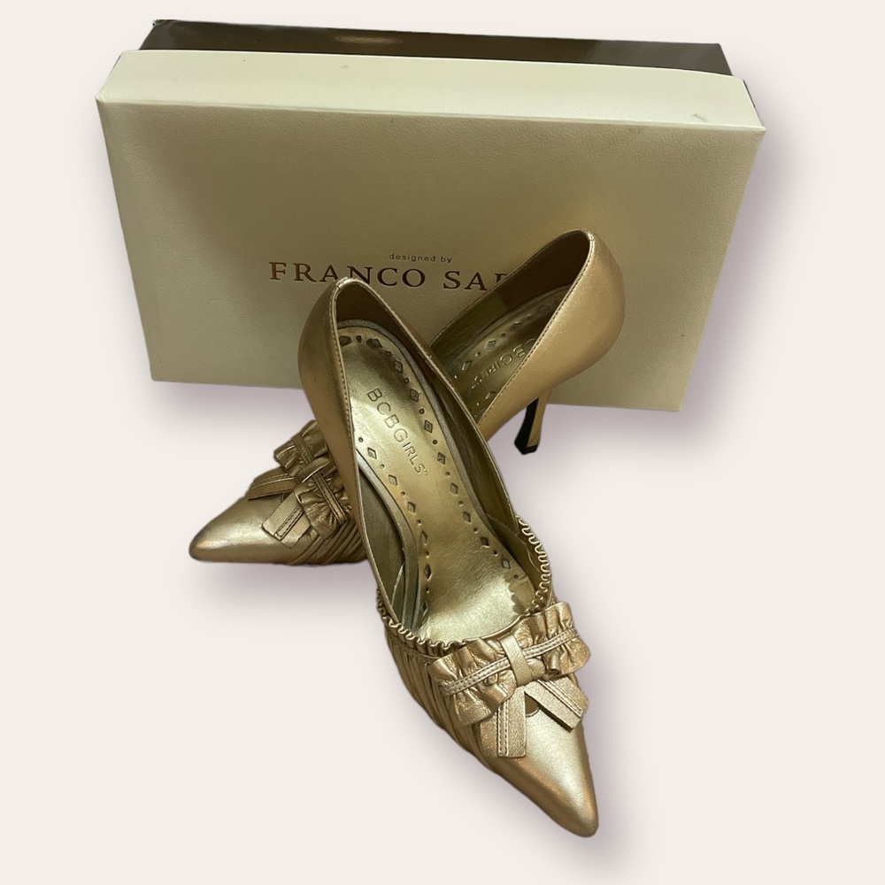 BCBG Metallic Gold Heels